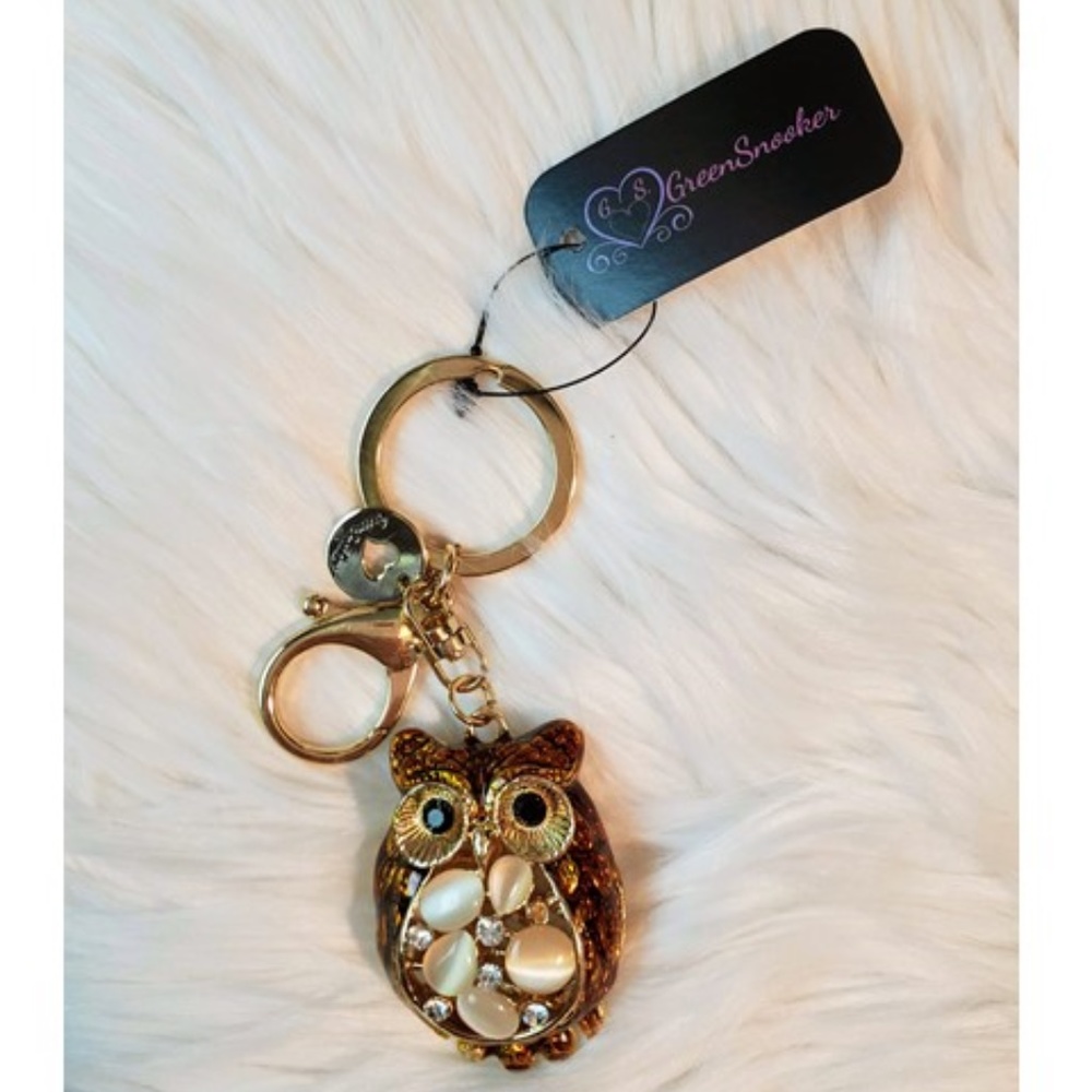 3D Rhinestone Owl Crystal Purse Bag Key Chain - Picture 4 of 7